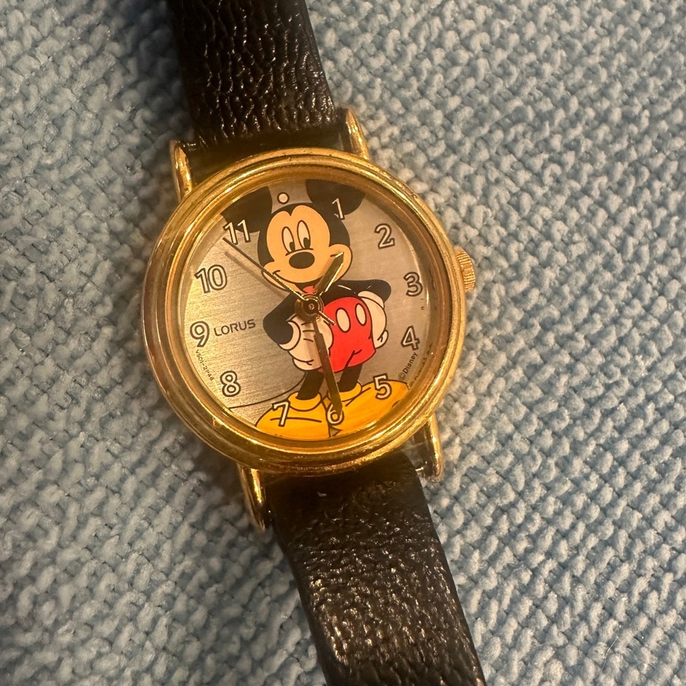 Lorus Women's Black and Gold Mickey Mouse Watch